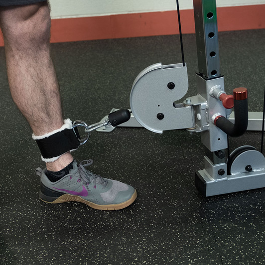 Detail of the Ankle Strap on the Pro ClubLine S2CCO/1 Series 2 Cable Crossover with 160lb. Stacks