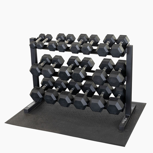 5-50 lb. Rubber Dumbbell Set with Storage Rack