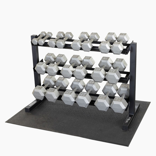5-50 lb. Iron Hex Dumbbell Package with Rack