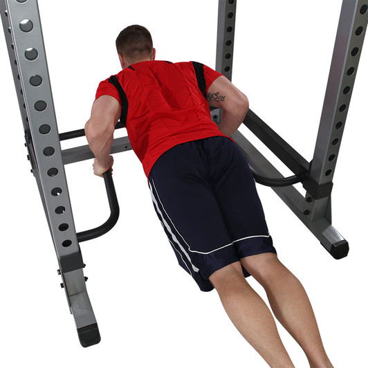 Push-Ups on the Body-Solid Power Rack Dip Attachment