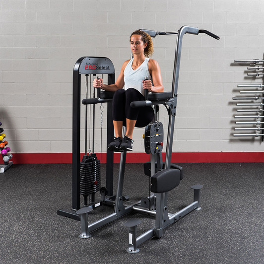 Leg Raises on the Body-Solid Pro-Select FCD-STK Weight Assist Chin-Up Dip Machine