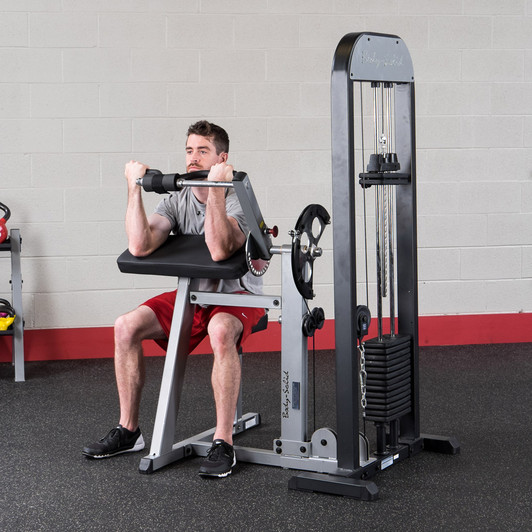 Curls on the Body-Solid Pro Select GCBT-STK Bicep Tricep Machine 210 lb. Stack
