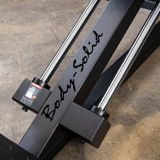 Detail of the Guide Rods on the GCLP100 Compact Leg Press