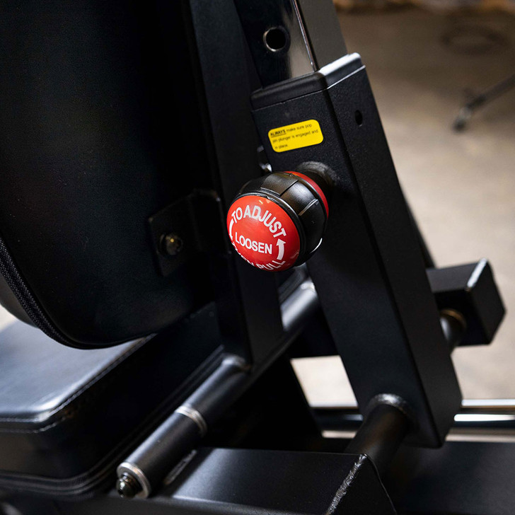 Detail of the Pop Pin on the GCLP100 Compact Leg Press