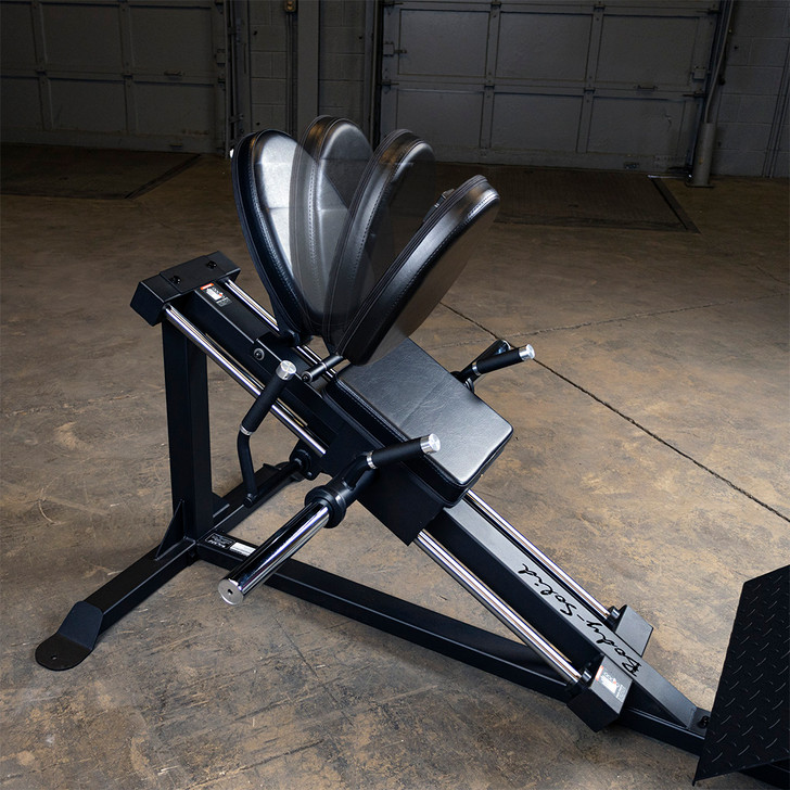 Detail of the adjustable Back Pad on the GCLP100 Compact Leg Press