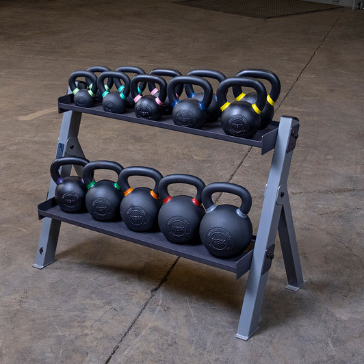 Body Solid Dumbbell and Kettlebell Rack with optional Kettlebells
