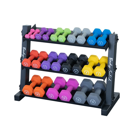 Body-Solid 3-Tier Vinyl and Neoprene Dumbbell Rack