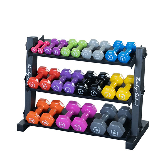 Body-Solid 3-Tier Vinyl and Neoprene Dumbbell Rack
