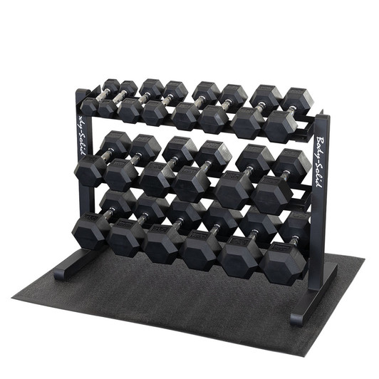 Body-Solid 5-50 lb. Rubber Hex Dumbbell Set
