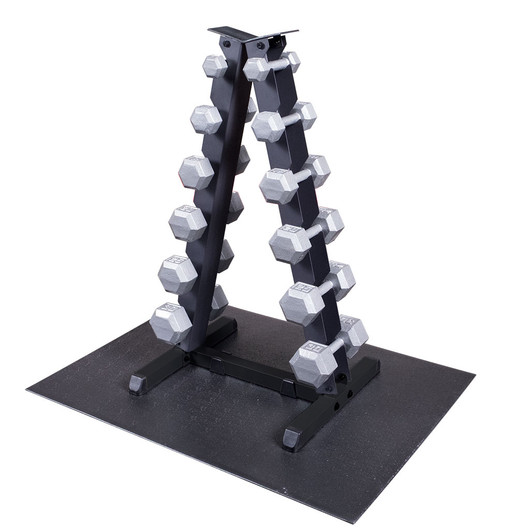 Body-Solid 5-30 lb. Hex Dumbbell Set with the GDR44 Storage Rack