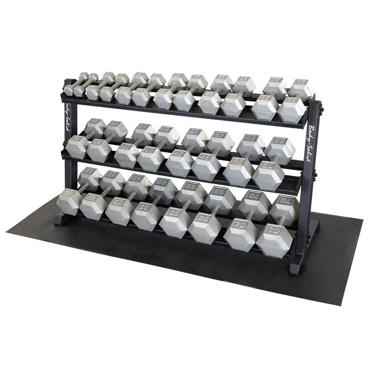Body-Solid 5-70 lb. Hex Dumbbell Set with Heavy Duty Storage Rack