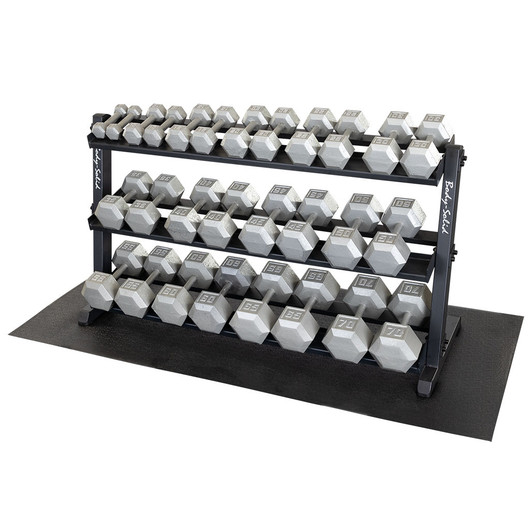 Body-Solid 5-70 lb. Hex Dumbbell Set with Heavy Duty Storage Rack
