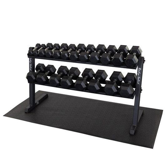 Body-Solid 5-50 lb. Rubber Dumbbell Set with GDR60 Commercial Rack