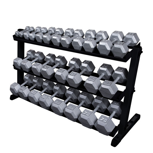 Body-Solid 60" Heavy Duty Dumbbell Rack with dumbbells