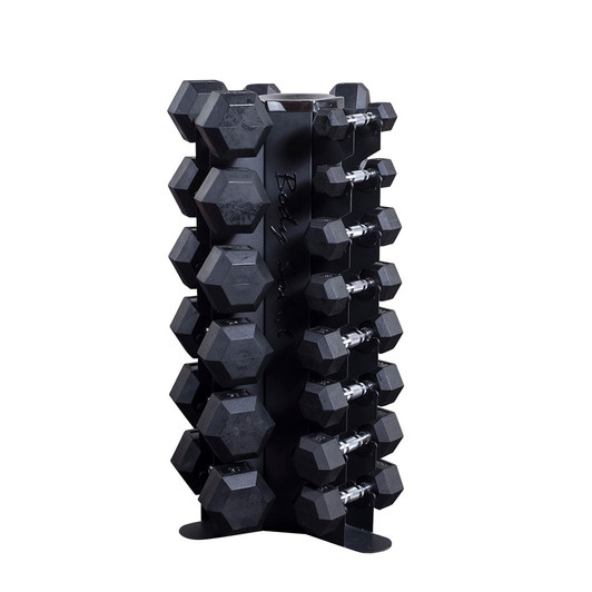 Body-Solid Vertical 5-50lb. Rubber Dumbbell Package