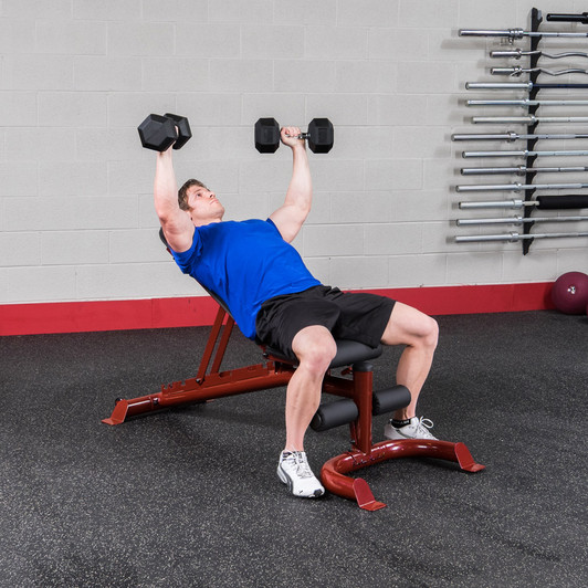 Incline Press on the Body-Solid GFID100 Adjustable Bench with optional dumbbells