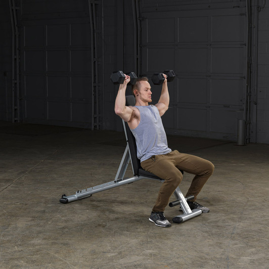 Shoulder Press on the Body-Solid Commercial Folding Bench