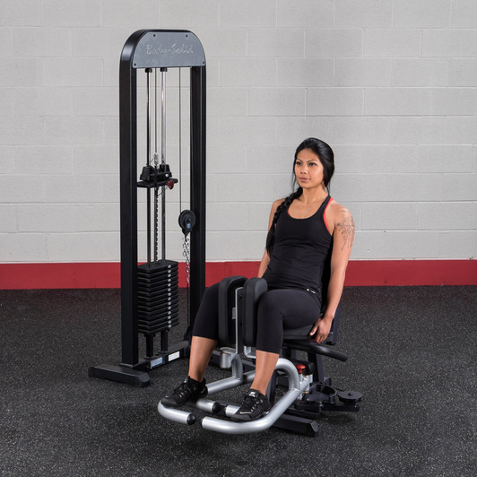 Adductions start on the Body-Solid Pro Select GIOT-STK Inner Outer Thigh Machine 210 lb. Stack
