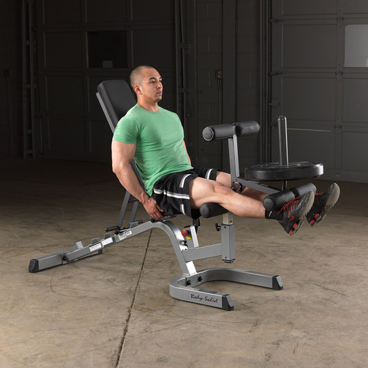 Leg Extensions on the Body-Solid Commercial Leg Developer Attachment with optional weights and weight horn
