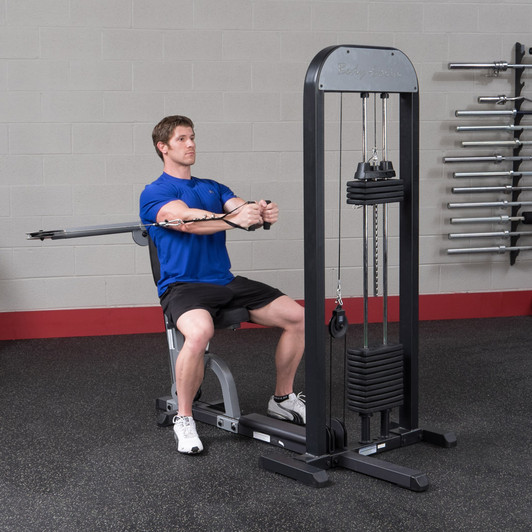 Seated Press finish on the Body-Solid Pro Select GMFP-STK Multi Press Machine 210 lb. Stack