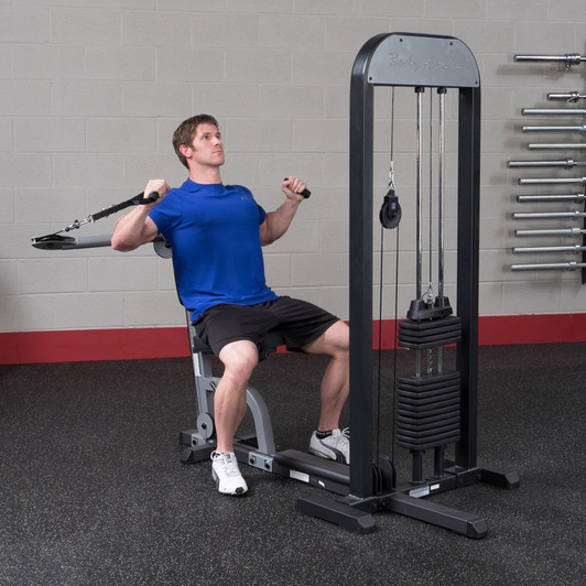 Seated Press start on the Body-Solid Pro Select GMFP-STK Multi Press Machine 210 lb. Stack