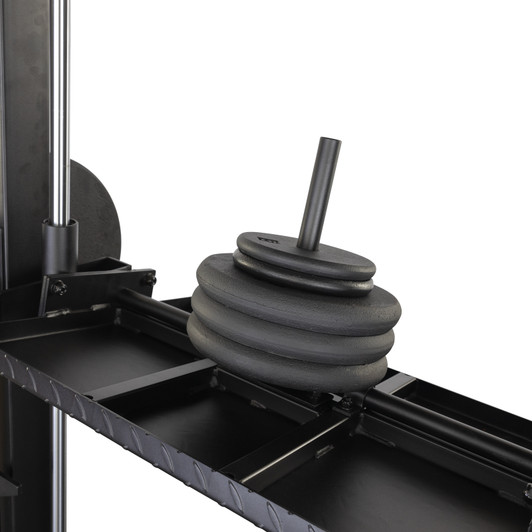 3rd weight horn for progressive overload can handle 2" Olympic, or 1" Standard weight plates - Body-Solid GVLP Vertical Leg Press