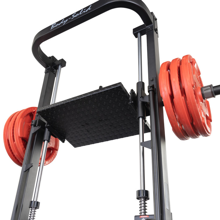 The large, non-slip leg press plate ensures stability. - Body-Solid GVLP Vertical Leg Press