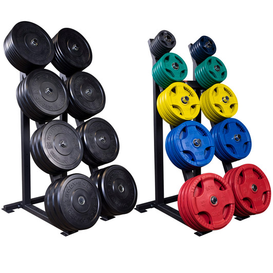 Body-Solid High Capacity Olympic Plate Rack with optional Bumper Plates or Weights