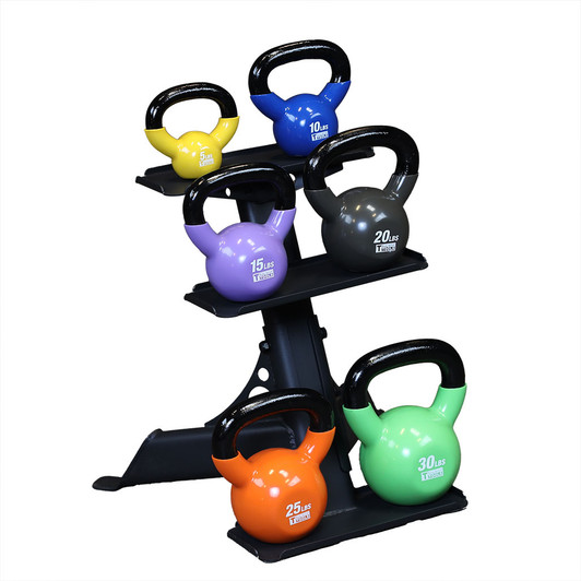 70 lb. Vinyl Kettlebell Package with Rack
