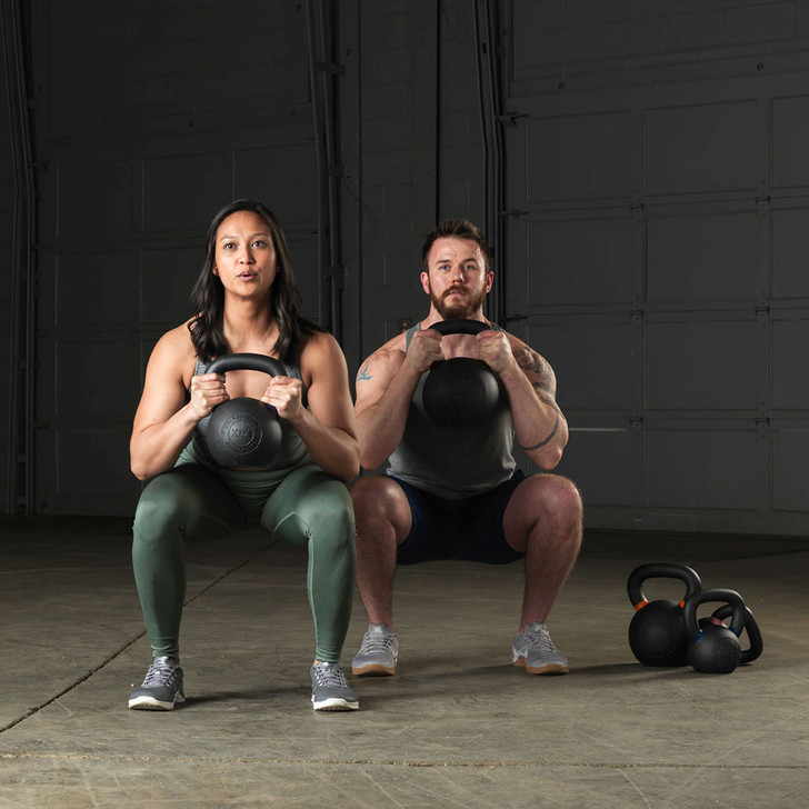 Squats with the Body-Solid Tools KBX Training Kettlebells 4-36kg