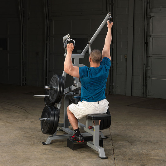 One Arm Lat Pulldowns on the Pro ClubLine LVLA Leverage Lat Pulldown by Body-Solid