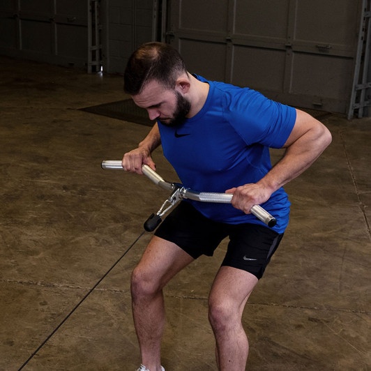 Standing Rows with the Body-Solid Tools Aluminum Revolving Curl Bar