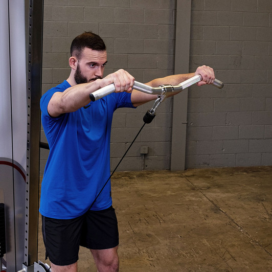 Front Deltoid Raises with the Body-Solid Tools Aluminum Revolving Curl Bar