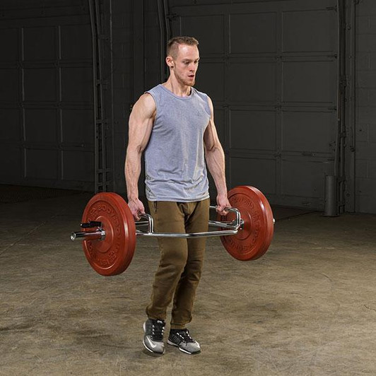 Farmers Walk with the Body-Solid Olympic Shrug Bar with Raised Handles