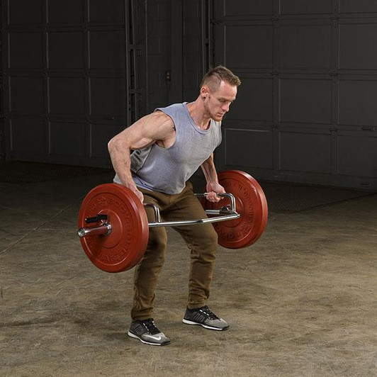 Bent Over Rows with the Body-Solid Olympic Shrug Bar with Raised Handles