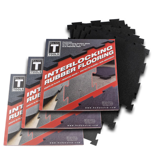3 Pack of Body-Solid Tools Interlocking Rubber Flooring 4 Pack
