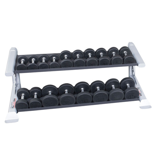 Pro ClubLine Modular Storage Rack 2 Dumbbell Tiers with Premium Round Rubber Dumbbells