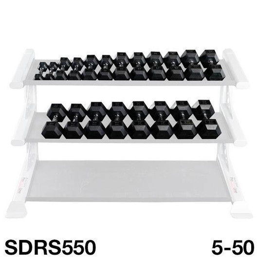 Body-Solid Vertical 5-50 lb. Rubber Dumbbell Package