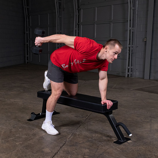 Tricep Kickbacks on the Pro ClubLine SFB125 Flat Bench by Body-Solid