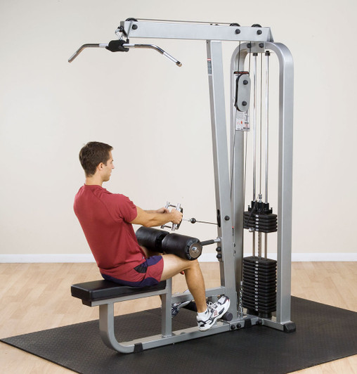 Seated Row on the Pro ClubLine SLM300G/2 Lat and Mid Row 210 lbs. Stack