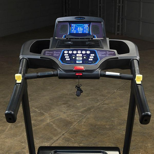 Detail of the Console and Hand Rails on the Endurance by Body-solid T150 Commercial Treadmill