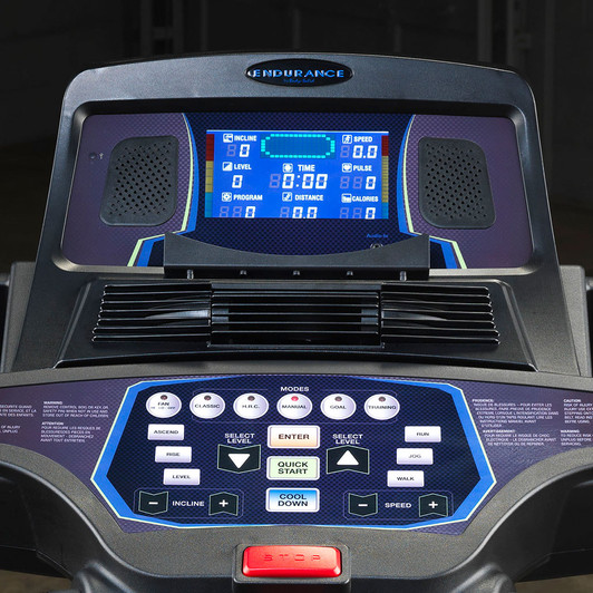 Detail of the Console on the Endurance by Body-solid T150 Commercial Treadmill
