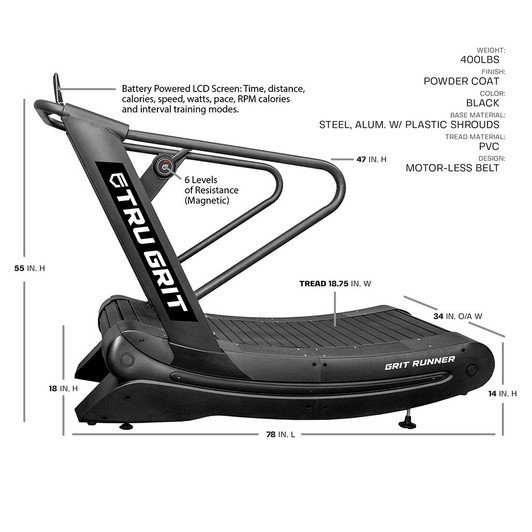 Tru Grit Runner Curved Manual Treadmill